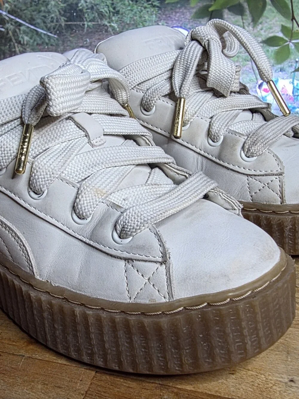 Puma x Fenty Rihanna Creeper Phatty white gum platform sneakers